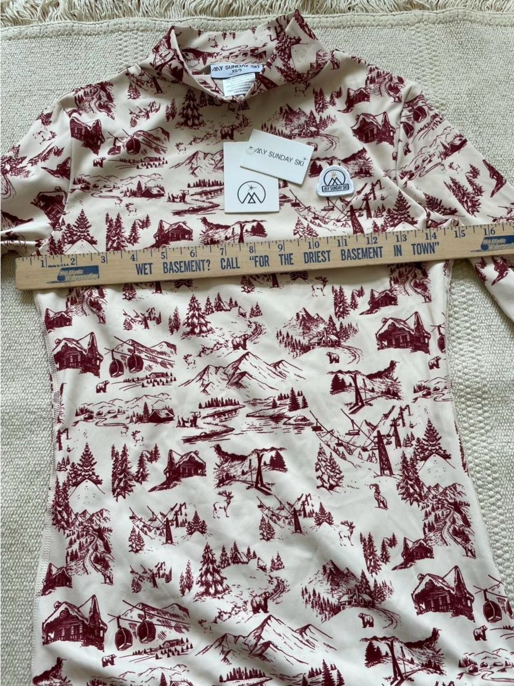 My Sunday Ski TOILE DE JOUY BASE LAYER SET In Cabernet Ski Base Layer NWT - Picture 7 of 8